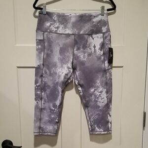 Parwin High Waist Capri Yoga Pants Workout Leggings With Pockets Size XL NWT